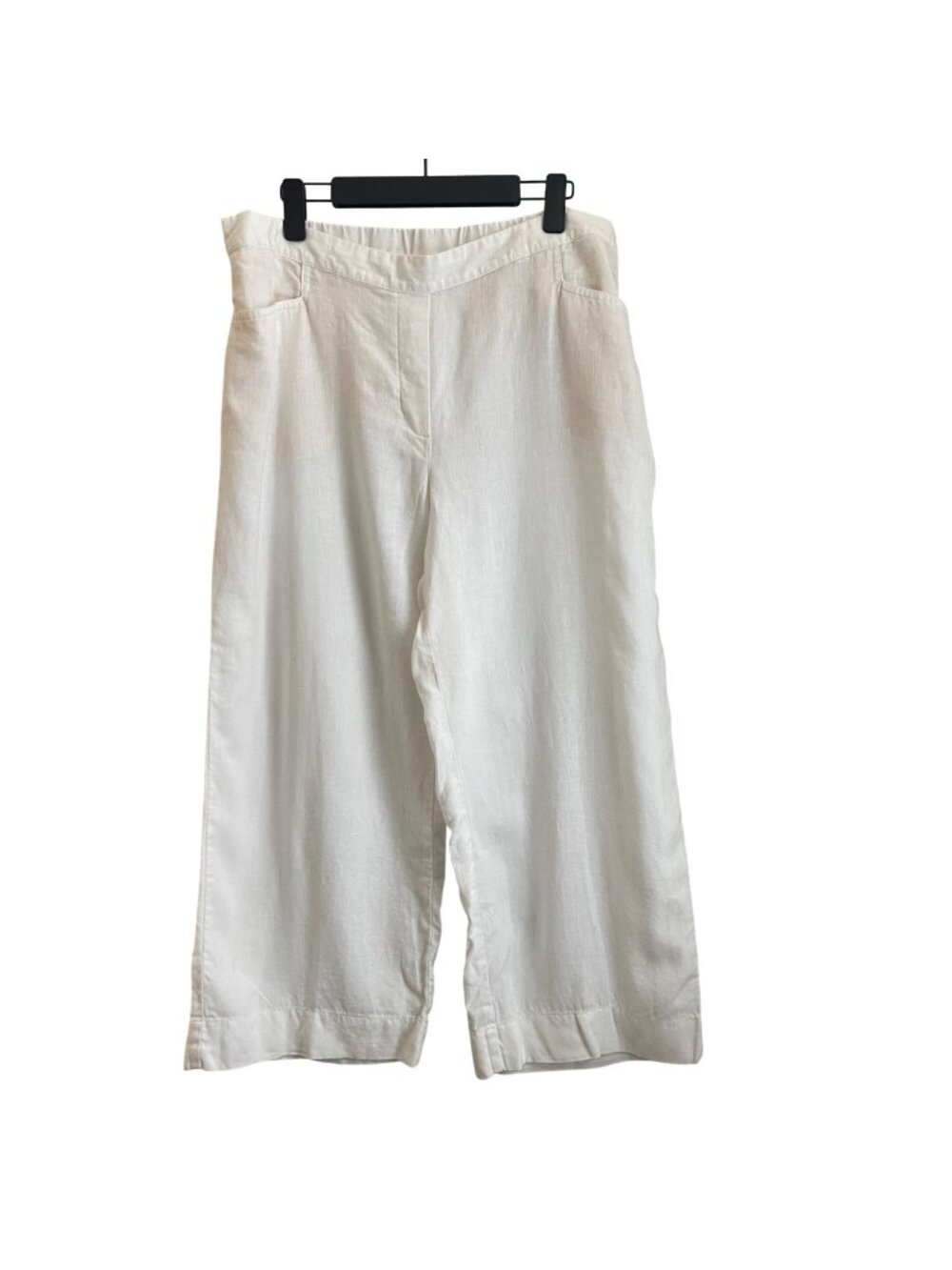 J Jill Love Linen Womens Wide Leg Crop Pants Size L Coastal Minimalist White